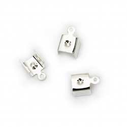 Metal Folded End Caps / 7x11 mm / Silver - 50 pieces
