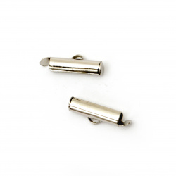 Slider End Clasps / 16x4 mm, Hole: 2.5x1 mm / Silver - 20 pieces
