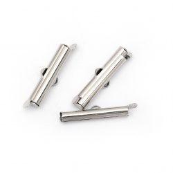 Slide Tube End for DIY Jewelry Design / 26x4 mm, Hole: 2.5x1 mm / Silver - 20 pieces