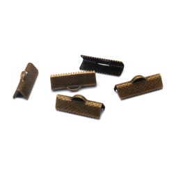 Metal End Caps 20x7 mm Clip, Antique Bronze Color - Set of 50 Pieces