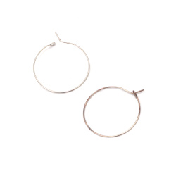 Metal Earring Hoop, 30 mm, Silver Color - 20 pieces