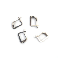 Vârf de cercei metalic 7x10 mm cu închidere argintie - 10 bucăți