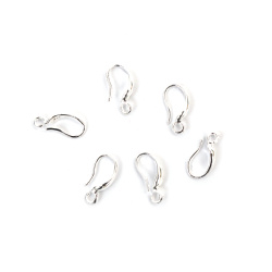 Vârf cercei metalic 5x14 mm, culoare albă - 10 bucăți