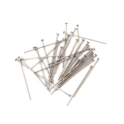 Steel Connector Pin 0.6x25 mm with Head, Silver Color - Set of 100 Pieces