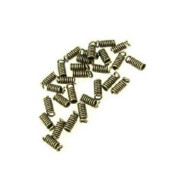 Cord Coil Spring End Fasteners /  3x8 mm, Hole: 3 mm / Antique Copper - 50 pieces