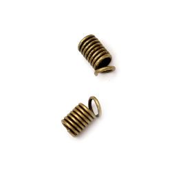 Cord Coil Spring End Fasteners /  4x6x2.8 mm / Antique Bronze - 50 pieces