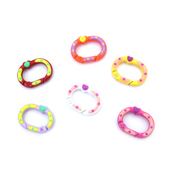 Inel oval 20x27x4 mm orificiu interior 12x20 mm, încuiabil, mix de culori - 2 bucăți