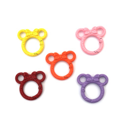 Inel 38x35x4 mm orificiu interior 19 mm formă de șoarece cu încuietoare, culori mixte - 2 bucăți