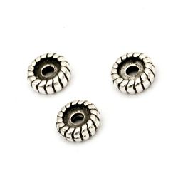 Metal bead washer 6x2 mm hole 1 mm color old silver -20 pieces