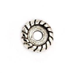 Margele metalica saibă 10x3 mm gaură 2 mm culoare argintiu vechi -10 bucăți