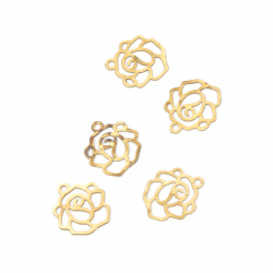Κρεμαστό τριαντάφυλλο 10x8 mm ατσάλι τρύπα 1 mm χρώμα παλαιωμένο χρυσό -2 γραμμάρια ~ 49 τεμάχια
