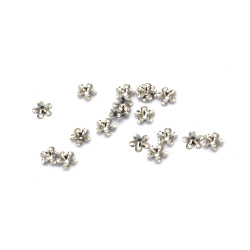 Steel Bead Cap 6.5x1.5 mm, Hole 1 mm, Silver Color - Set of 20 Pieces