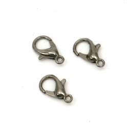 Lobster Claw Clasps / 6x12 mm /  Steel Color - 10 pieces