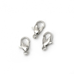 Stork Type Clasp, 6x12 mm, STAINLESS STEEL, Silver Color - 10 pieces