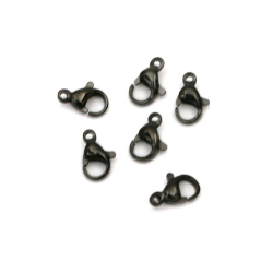 Stork-type clasp, 6x10 mm, STEEL, stainless color - 10 pieces