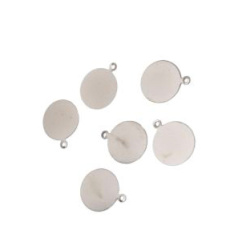 Baza pentru medalion metalic 18x0,2 mm placa 15 mm gaura 1 mm culoare alb -20 bucati