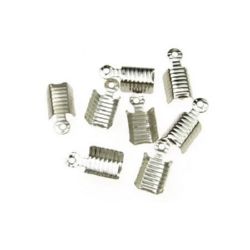 Metal Embossed End Connector / 12x4x4 mm, Silver - 50 pieces