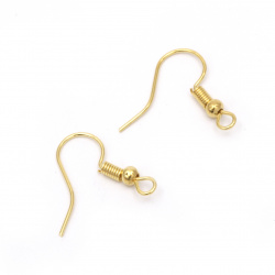 Metal earring tip 18x18 mm hole 2 mm gold color -50 pieces