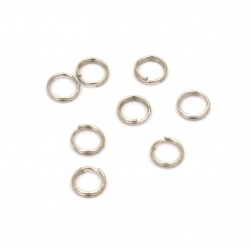 Inel metalic 6x0,6 mm două spire argintiu -50 bucăți
