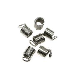 Metal Spring Coil - Great for Leather Cord, Suede Cord, Cotton String / 6x7x4.5 mm / Silver - 50 pieces