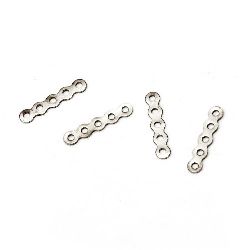 Metal divider with 5 holes 17x3x0.5 mm hole 1 mm color silver -50 pieces