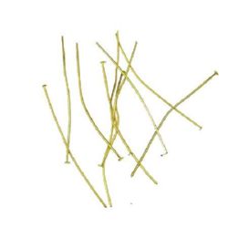 Gold-colored Metal End Headpins / 50 mm - 10 grams ~ 48 pieces