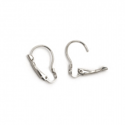 Leverback French Earring Hooks /  19x12 mm / Silver - 10 pieces