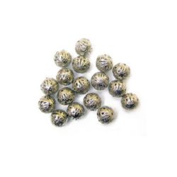 Мънисто метал топче 12 мм цвят сребро ~142 грама -20 брoя