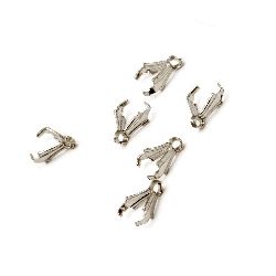 Metal Cord Ends 8mm with tooth color silver ~ 3.12 grams -50 pieces