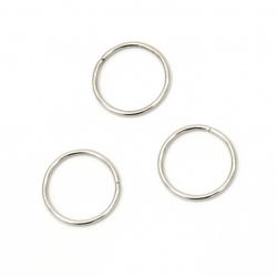 Jump Rings, Close but Unsoldered, 15x1.2 mm color silver -50 pieces