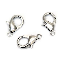 Lobster Claw Clasp 8x16 mm color silver -20 pieces