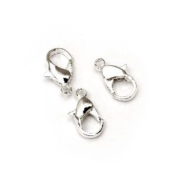 Lobster Claw Clasp 8x14 mm STEEL white -20 pieces