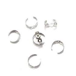 Baza metalica pentru inel reglabil 3 inimi 18 mm culoare argintiu -10 bucati