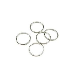 Key Holder Ring, 20x2 mm, double windings, silver color - 20 pieces