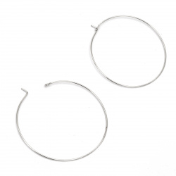 Metal Earring Hoops, Beading Hoop Rings / 40 mm / Silver - 2 pieces