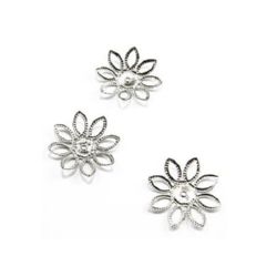 Filigree Flower Bead Cap, Spacer Beads for Jewelry Design / 21 mm / Silver - 20 pieces