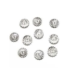 Metal Flower Bead Caps / 14x2 mm / Silver - 50 pieces