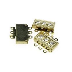 Stoc epuizat. Primeste notificare pe email cand produsul revine in stoc Inchizator metalic inel de cristal set 2 părți 18x9x4 mm culoare auriu -4 seturi