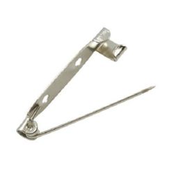 Safety Pin Backs with 3 Holes for Brooches, Badges, Jewelry Making / 40x5.5x6 mm / Silver - 20 pieces