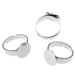 Adjustable Stainless Steel Ring Base 19.5x3~5 mm, Inner Diameter 18 mm, Base 10 mm, Silver Color