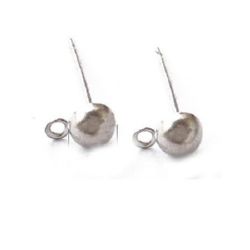 Metal Stud Earrings Base with Ring / 12x6 mm / Silver - 10 pieces