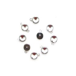 Metal Base for Crystal / Rhinestone with Ring / 6 mm / Silver - 10 pieces