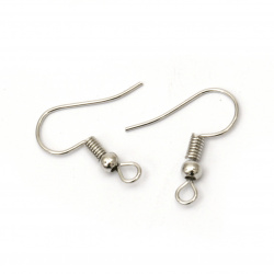 Earring Fish Hooks / 20x19 mm,  Hole: 2 mm / Silver NF - 50 pieces