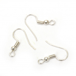 Metal Ear Wires for Earrings Making / 20x19 mm / Silver NF - 50 pieces