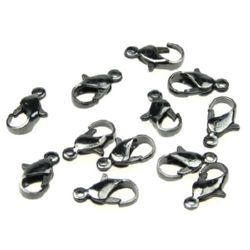 Stork-type clasp, 6x12 mm, STEEL, stainless color - 10 pieces
