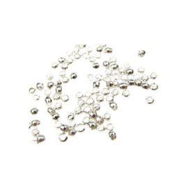 Round Steel Crimp Beads, Jewelry Making 1.5x1.5 mm color white -100 pieces