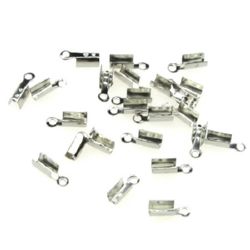 Iron Cord Ends, 3x7.5 mm round cut color silver -50 pieces