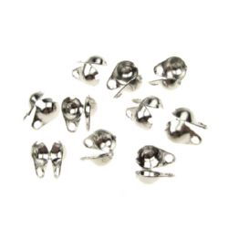 Ακροδέκτες- σφιχτηράκια μεταλλικά 5x6 mm τρύπα 1 mm ασημί -50 τεμάχια