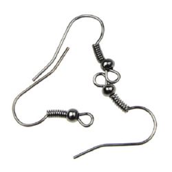 Fish Earring Hooks / 20x19 mm,  Hole: 2 mm / Graphite Color NF - 50 pieces
