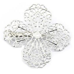 Stoc epuizat. Primeste notificare pe email cand produsul revine in stoc Baza pentru brosa metalica cu ac de flori 53,5x53,5 mm culoare argintiu